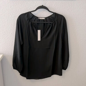 Three Eighty Two Aspen Peasant Black Blouse